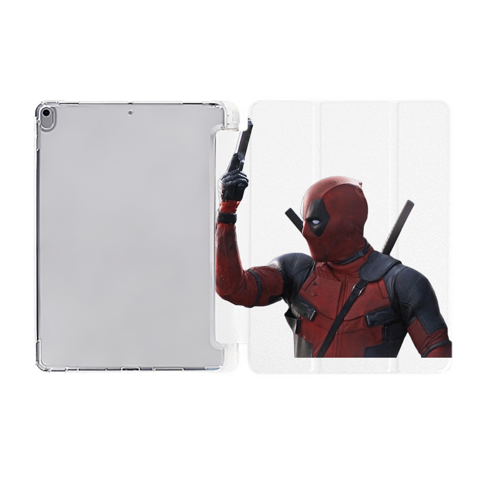 （画像用） Deadpool デッドプール IPad ケース ペン収納付き 三つ折りスタンド PUレザー×シリコン 対応機種9.5/10.5/10.9インチ